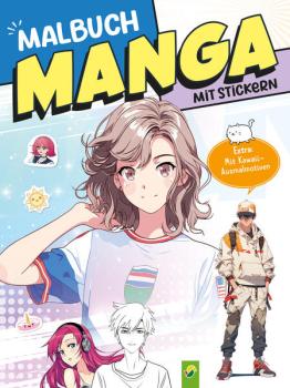 Manga: Extra dickes Manga-Malbuch mit Stickern zum Kreativsein und Entspannen für alle Manga-Fans!