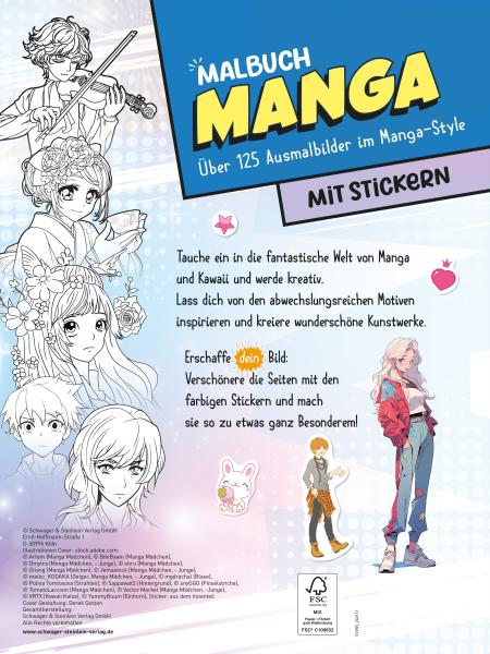 Manga: Extra dickes Manga-Malbuch mit Stickern zum Kreativsein und Entspannen für alle Manga-Fans!